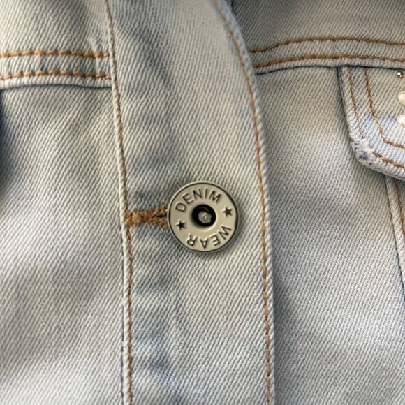 Mayoral Girls Denim Vest Size 10 Pearl Studded Light Wash Jean Jacket Western - Picture 7 of 12
